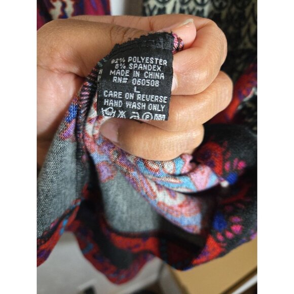 Angie Sweater Dress Women's Large Floral Embroidered V Neck Long Sleeve, Tie - Picture 5 of 7